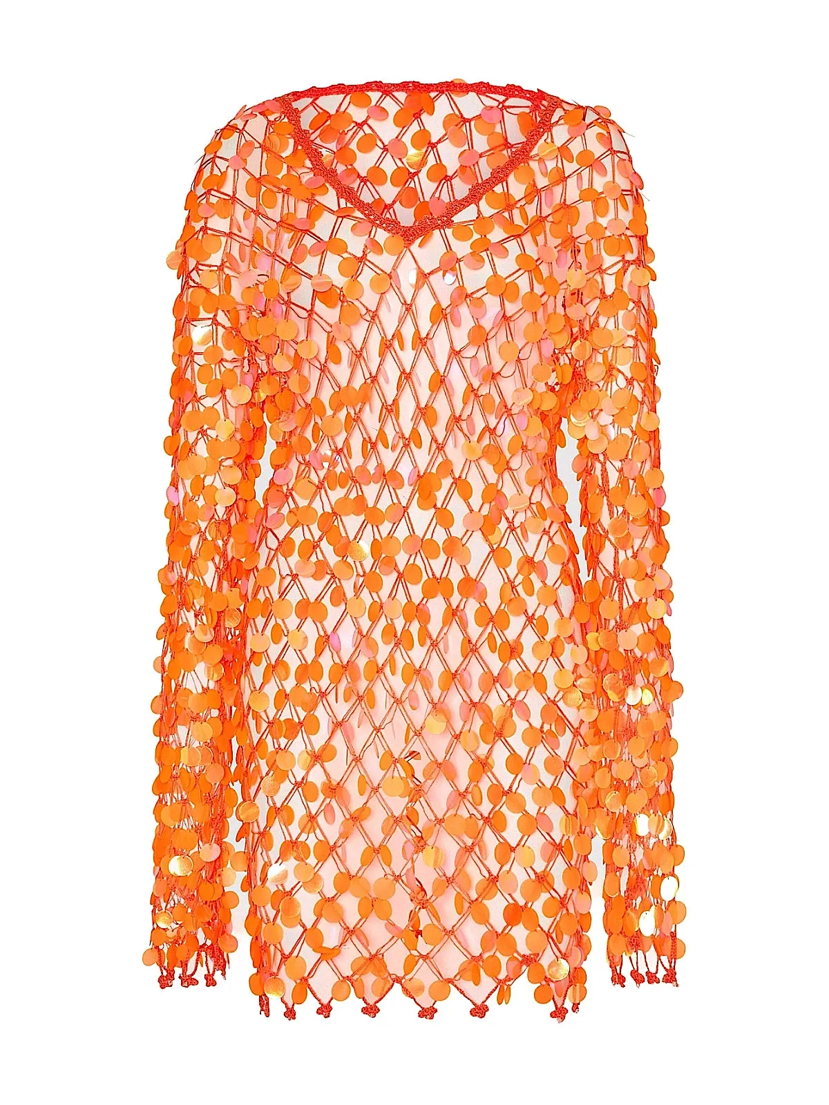 Sequin Crochet Mini Pullover Dress