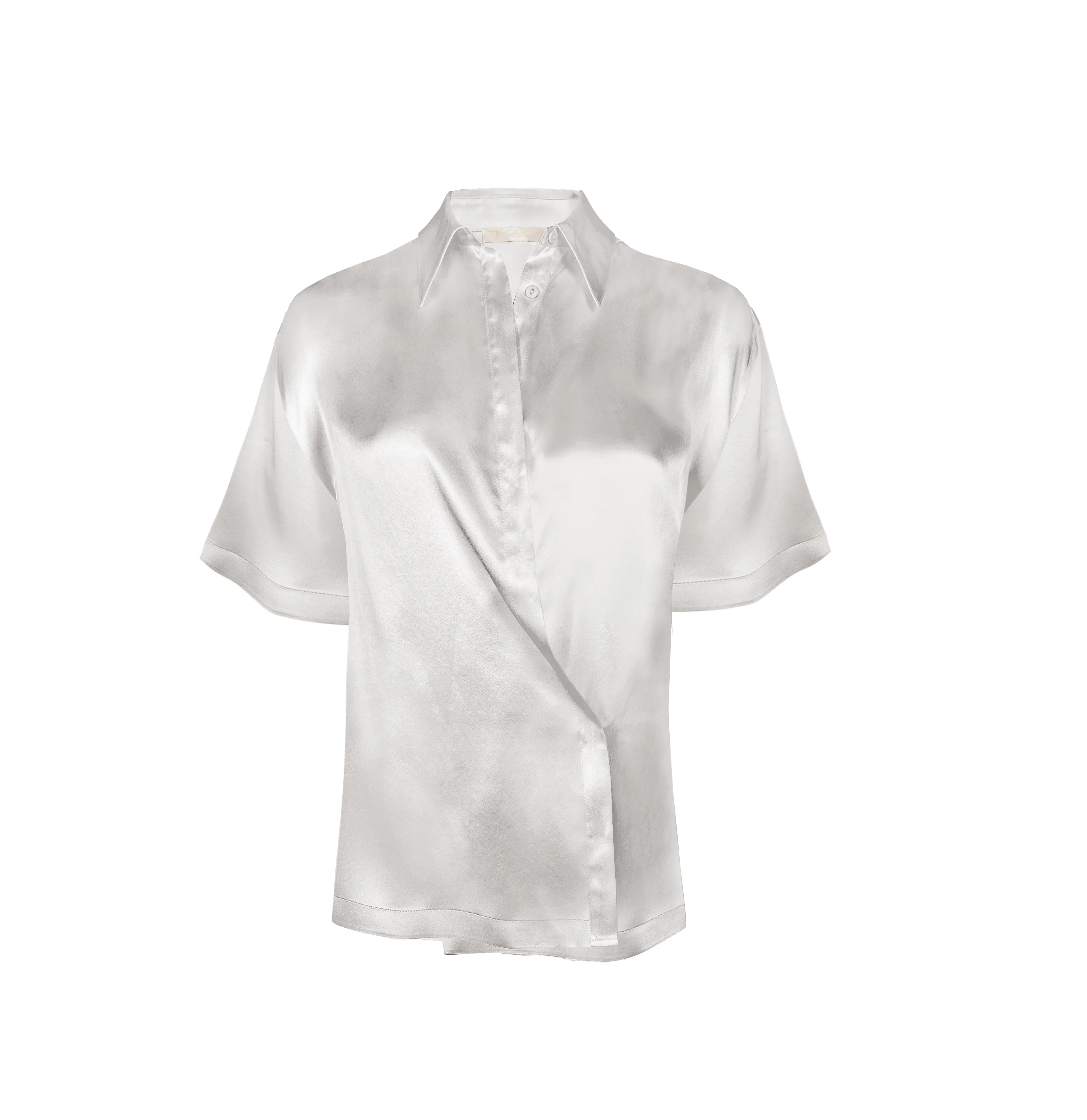 Side Button Short Sleeve Shirt - Cloud