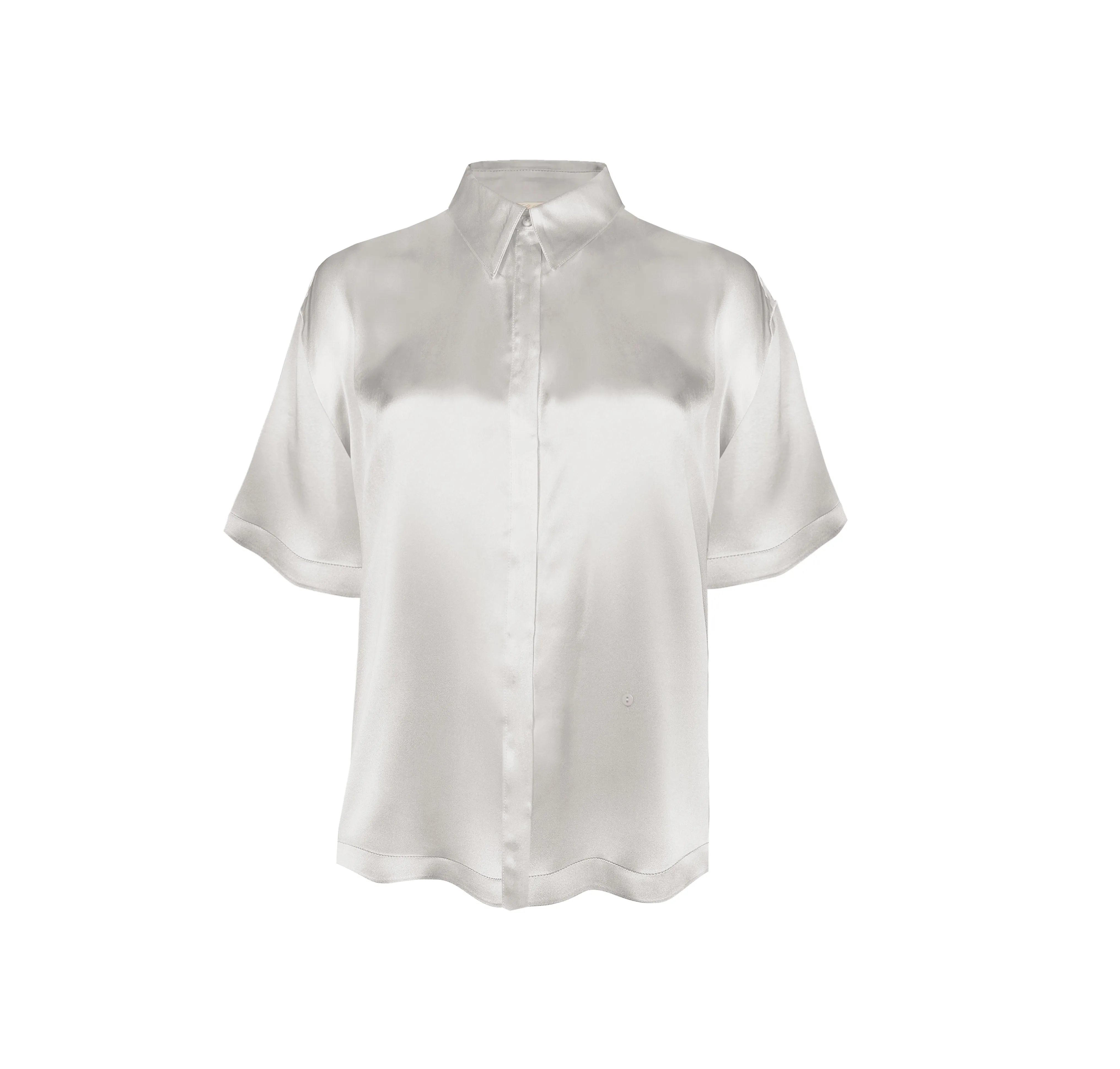 Side Button Short Sleeve Shirt - Cloud