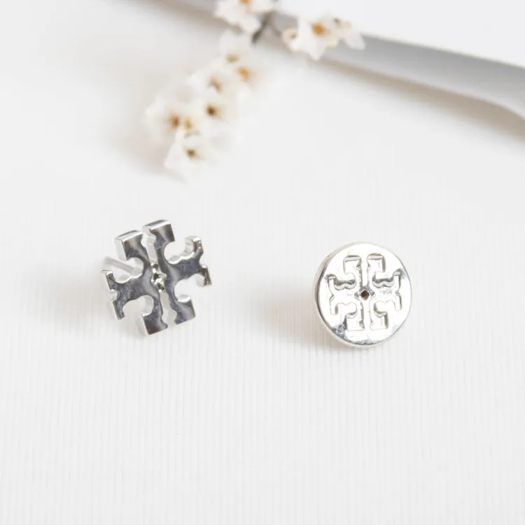 Silver Logo Stud Earrings