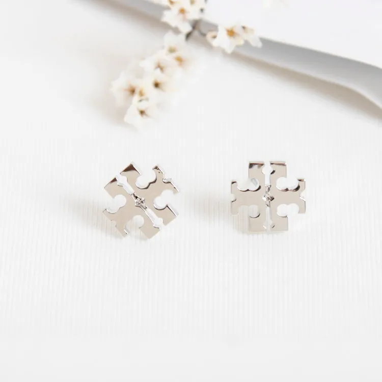 Silver Logo Stud Earrings