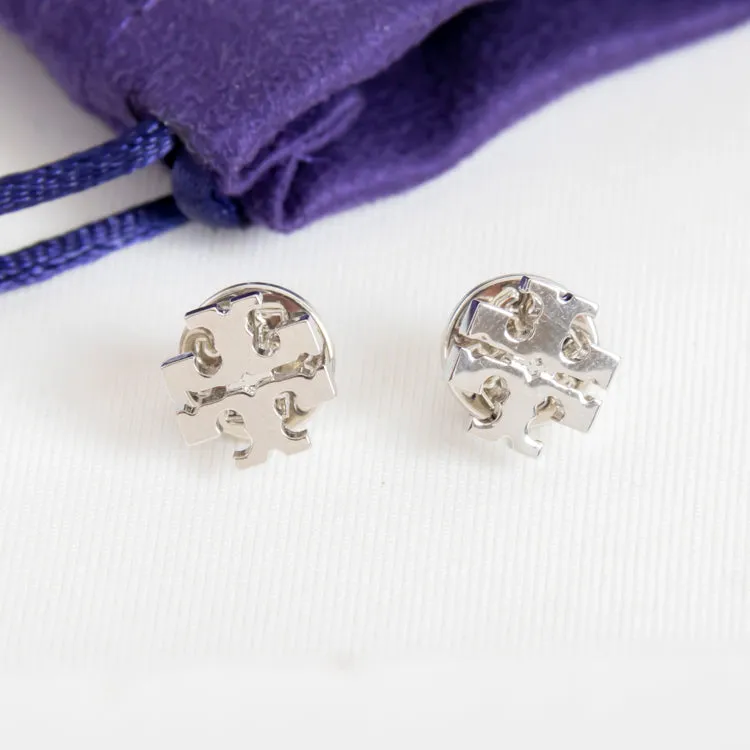 Silver Logo Stud Earrings