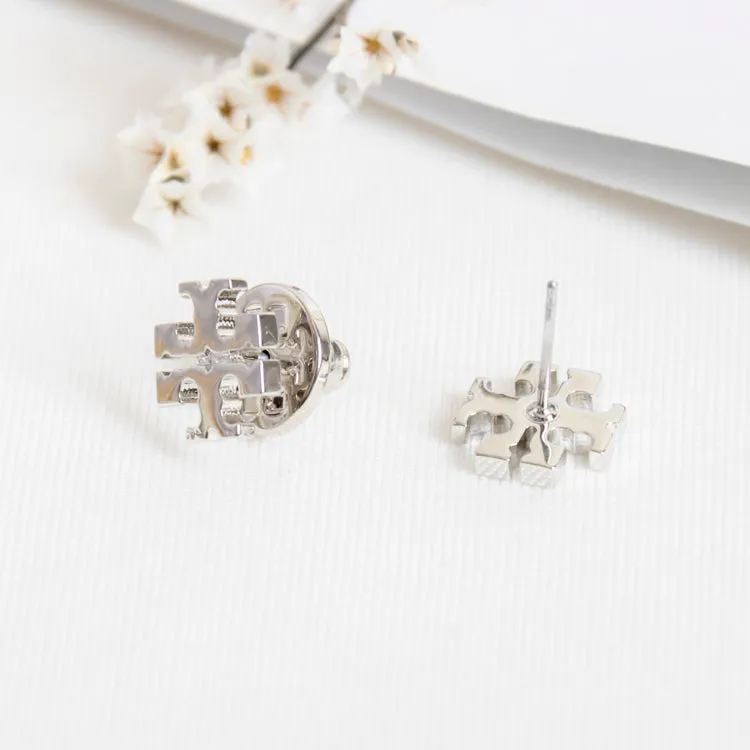 Silver Logo Stud Earrings