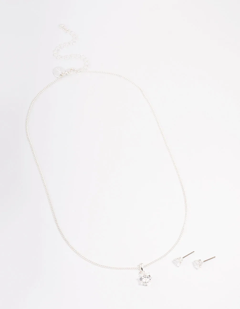 Silver Plated Cubic Zirconia Solitaire Jewellery Set