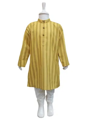 Simple and Classy Striped Gold Silk Kurta Set