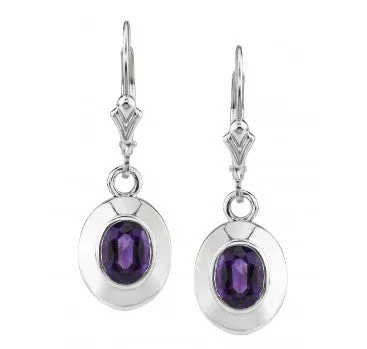 Simple Oval Stone Earrings