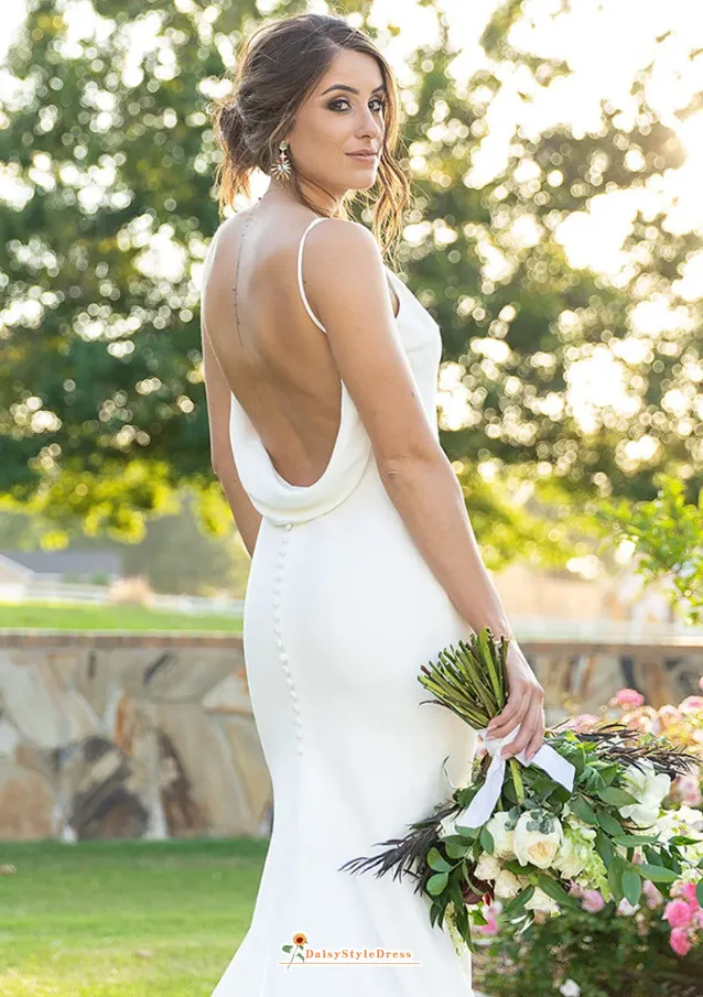 Simple Sheath Low Back Wedding Dress