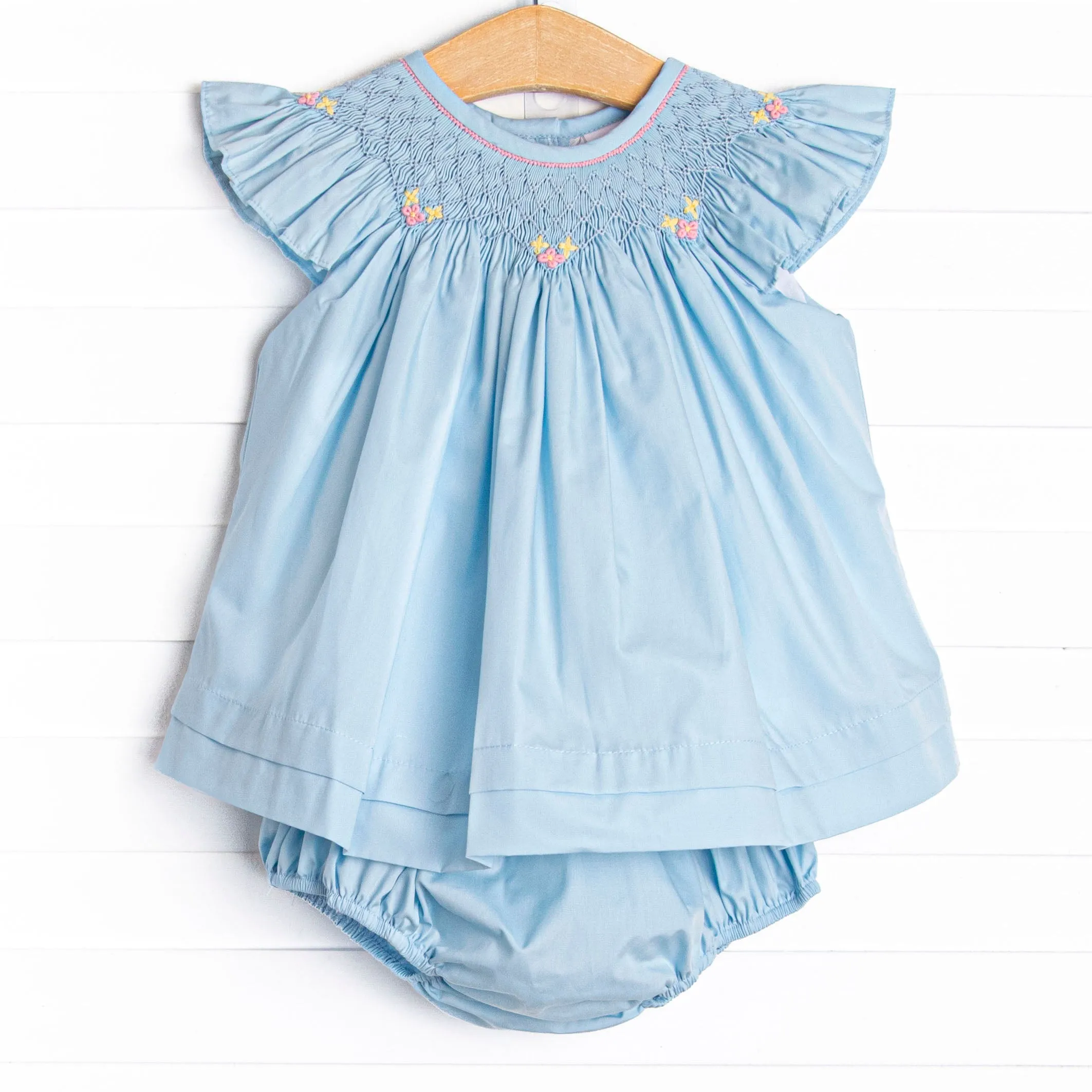 Simple Sprouts Smocked Diaper Set, Blue
