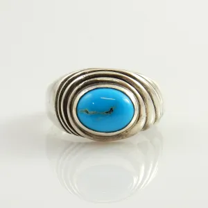 Simple Sterling Silver Blue Turquoise Ring Size 8.5