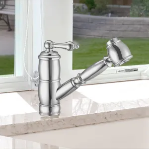 Single hole, single lever faucet with a pull-out spray head