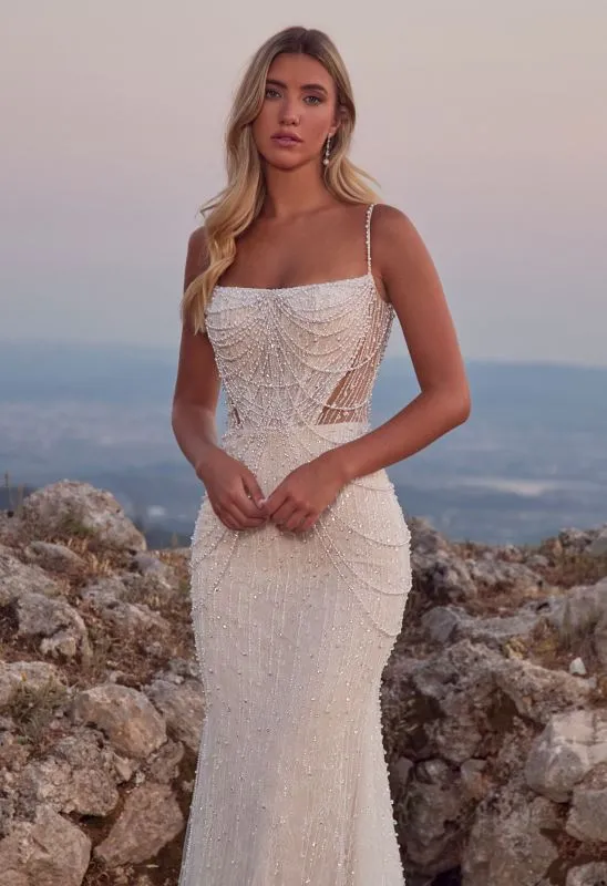Size 12 Calla Blanche 125104 Raquelle Ivory/Light Nude Gown