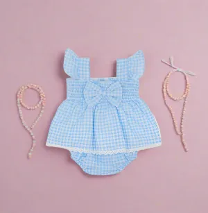Sky Gingham Dress and Bloomers