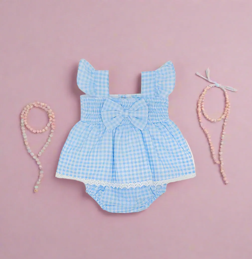 Sky Gingham Dress and Bloomers