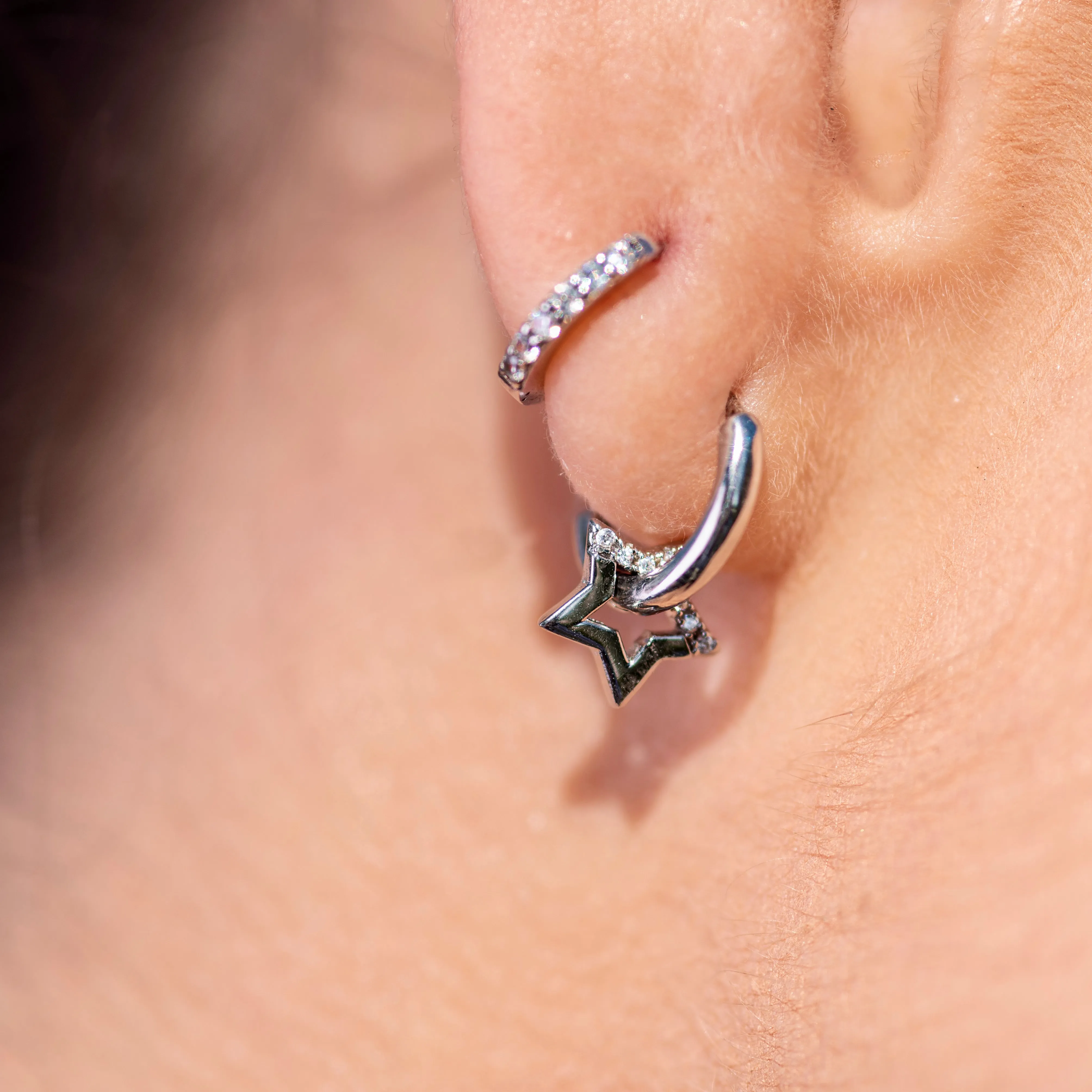 Small Pave Huggie Earrings - Gold or Silver