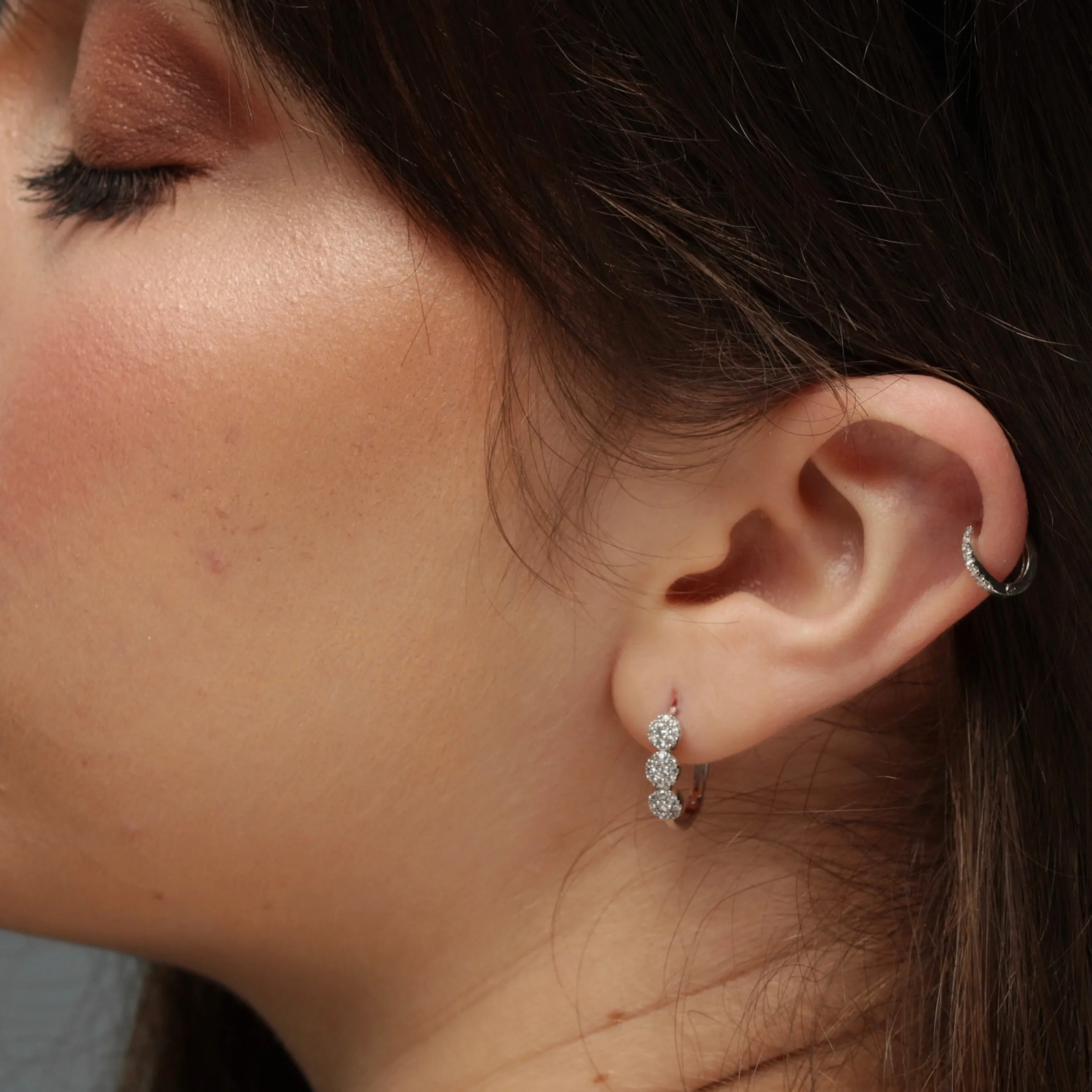 Small Pave Huggie Earrings - Gold or Silver