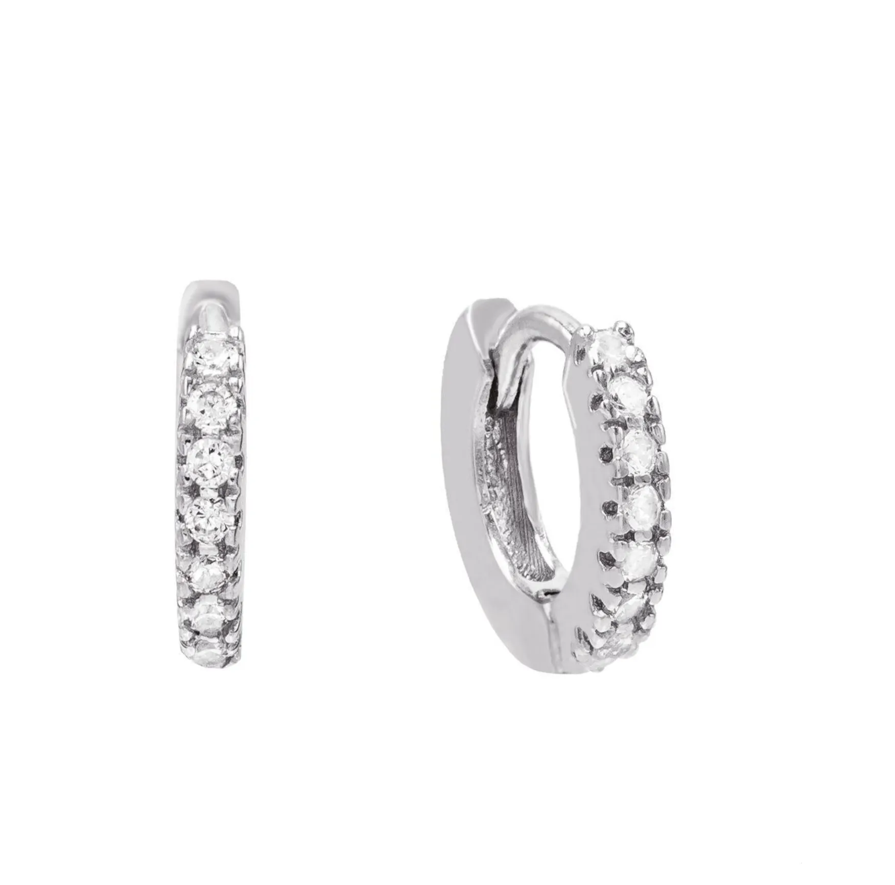 Small Pave Huggie Earrings - Gold or Silver