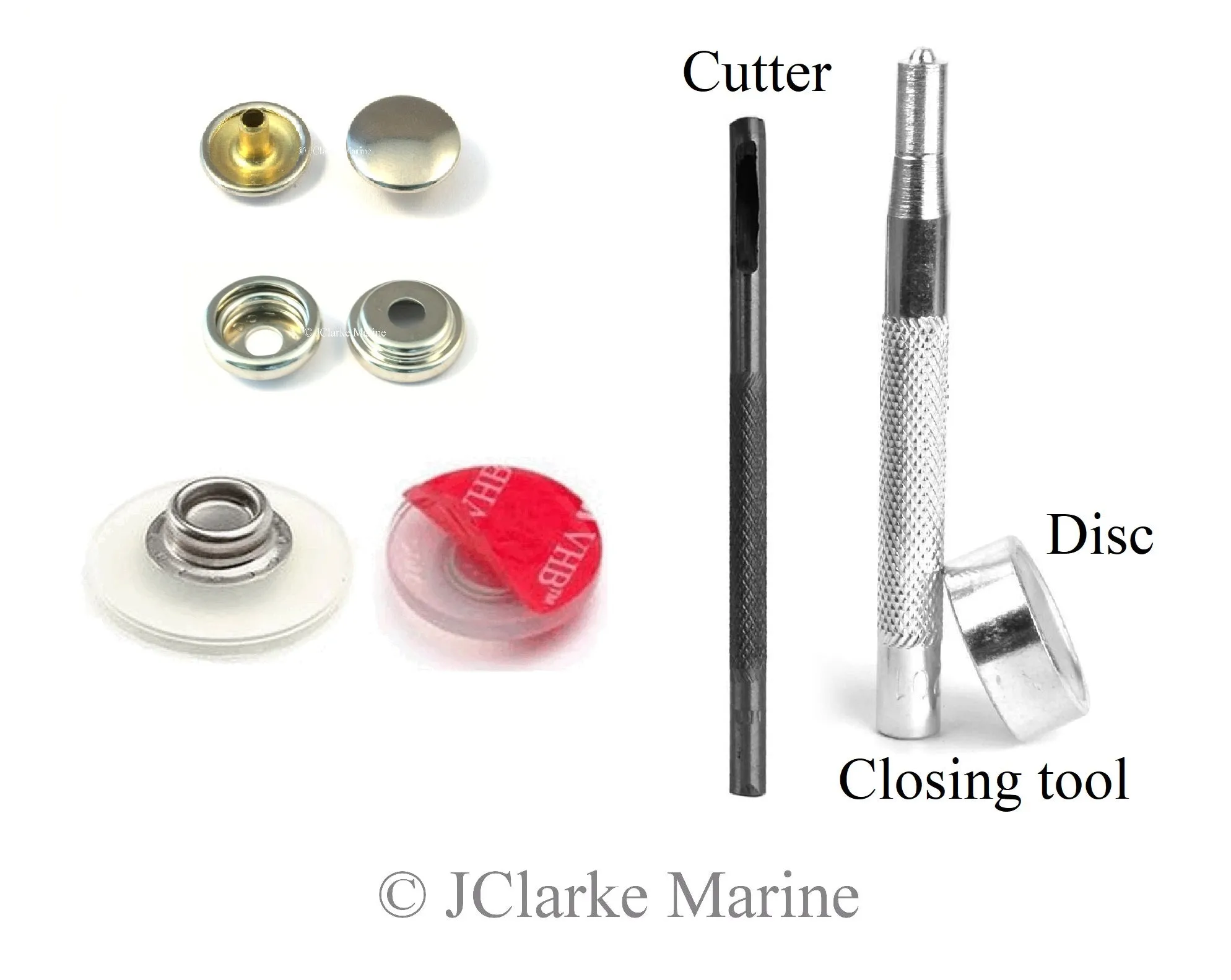 Snad YKK fastener self adhesive 25mm clear flexi stud kit