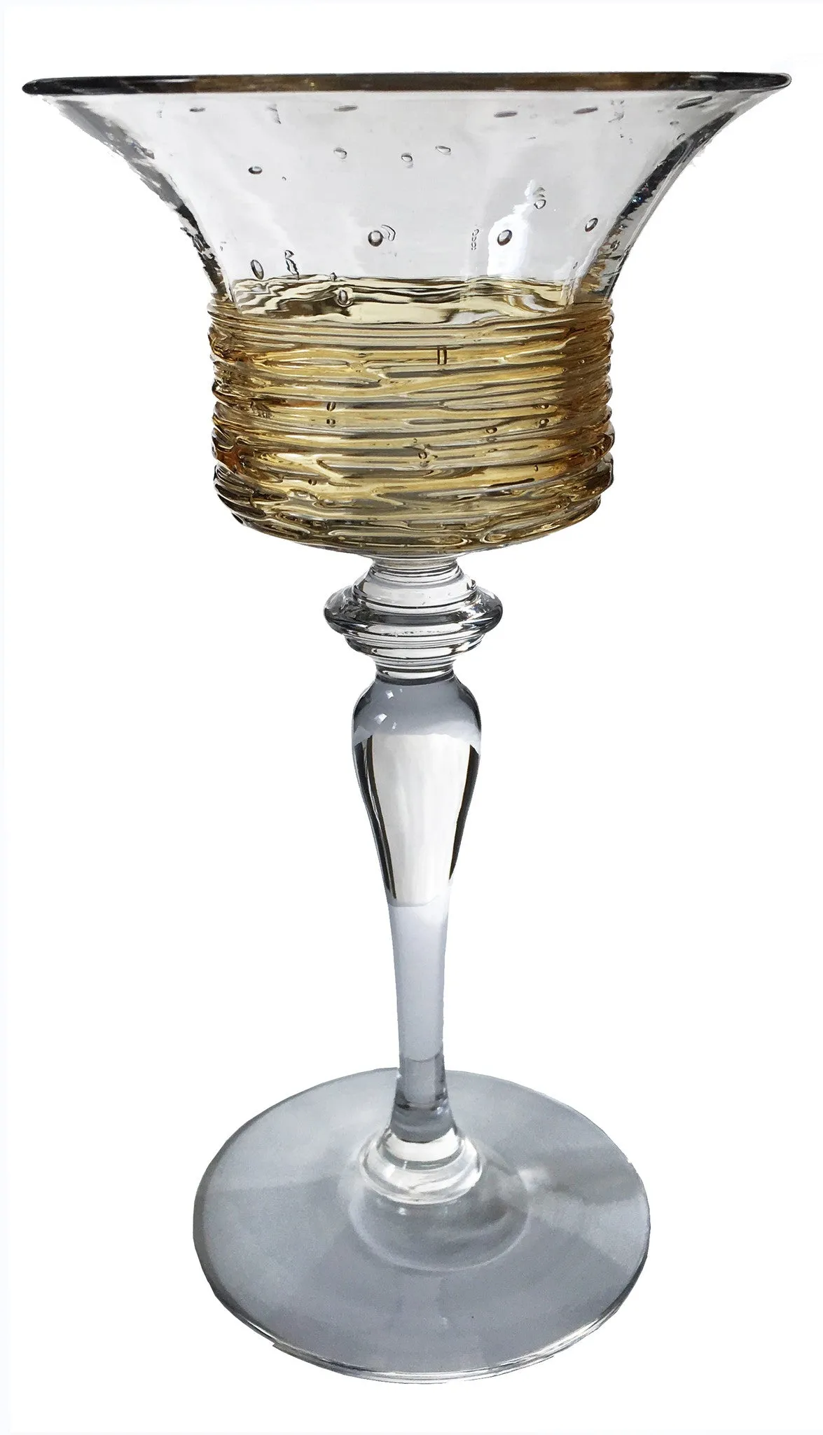 SOLD American  H.C. Fry Glass Set of 14 Cordial Glasses with Gold Threads