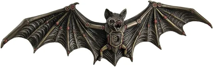 Steampunk Mechanical Vampire Flying Bat Wall Sculpture by Veronese Design