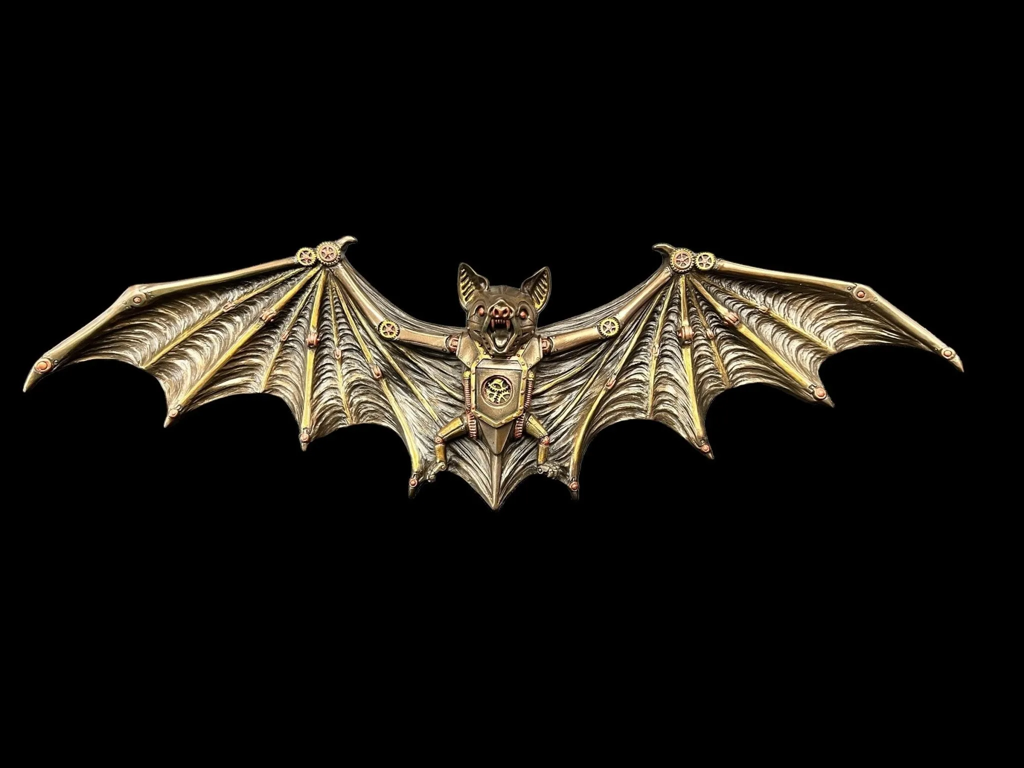 Steampunk Mechanical Vampire Flying Bat Wall Sculpture by Veronese Design