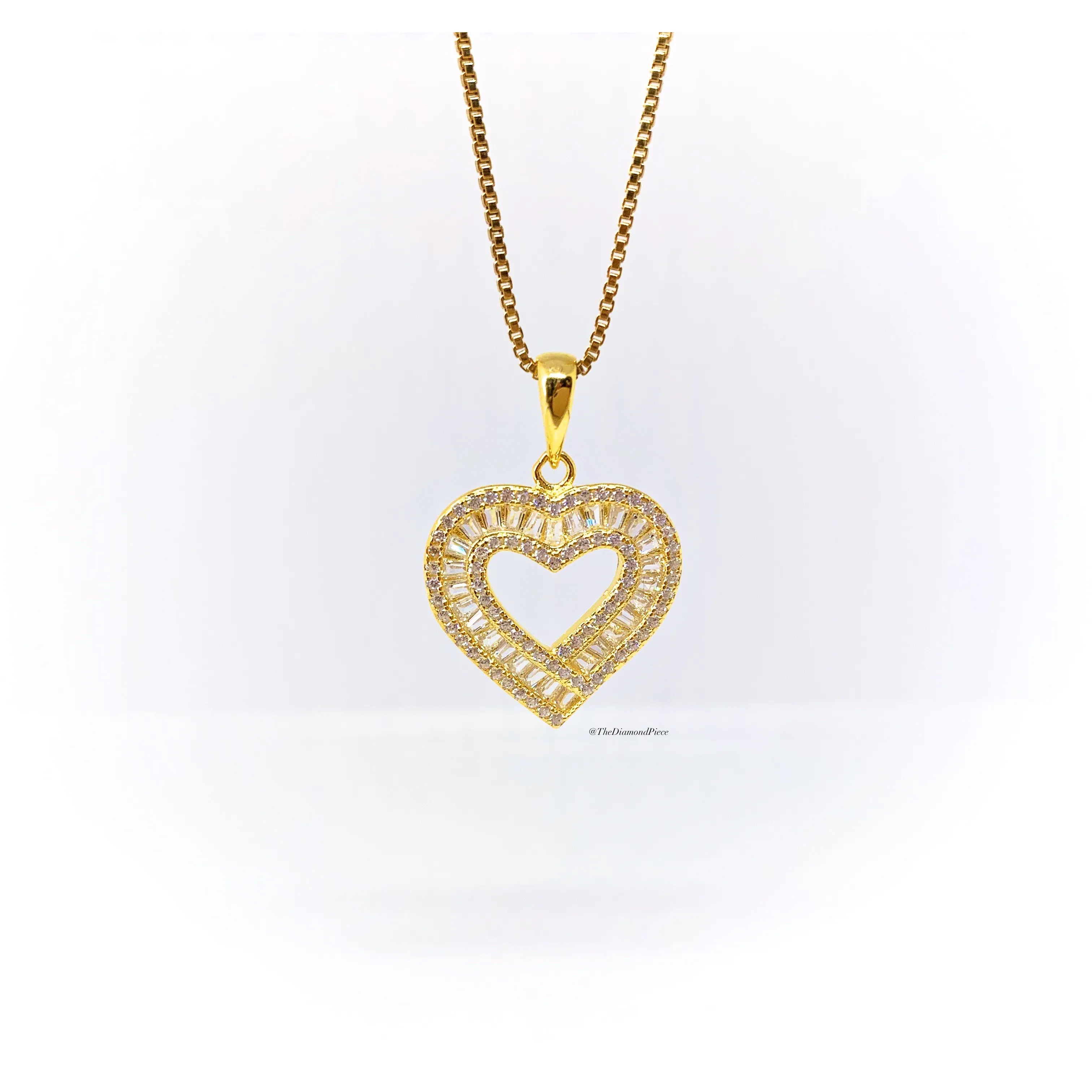 Sterling Silver Baguette Heart Necklace