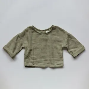 The Button Back Top - Sage