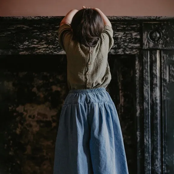 The Button Back Top - Sage