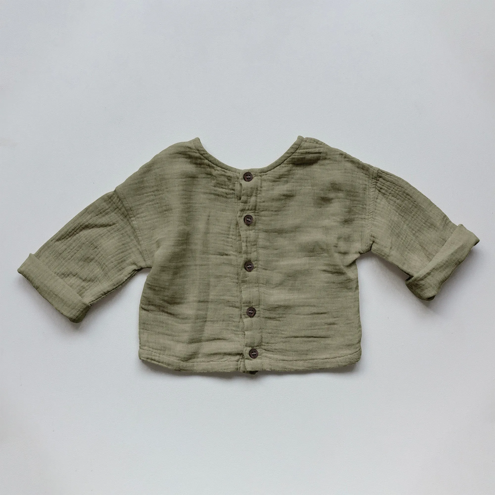 The Button Back Top - Sage