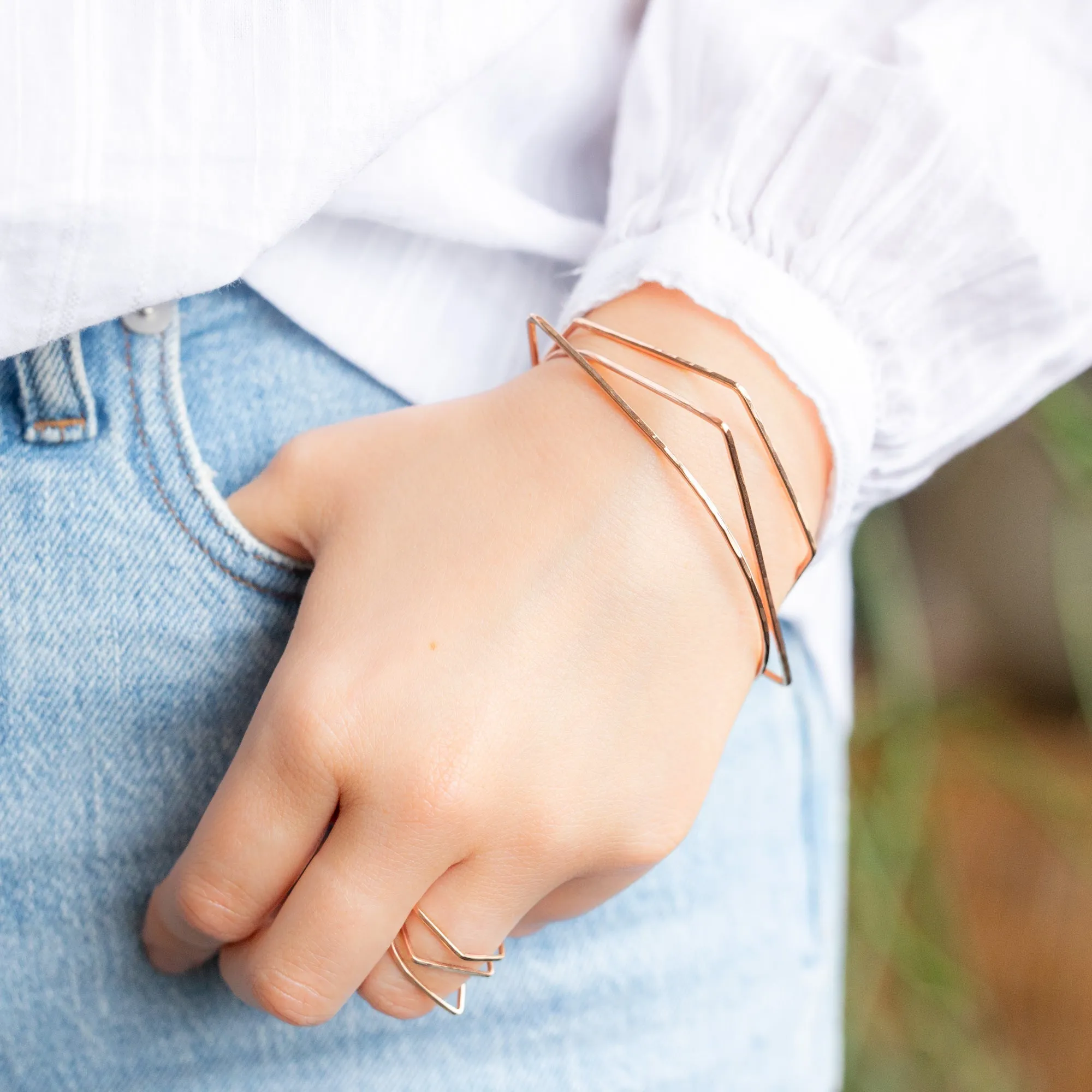 The Geometric Stacking Bangle Set | Rose Gold Filled
