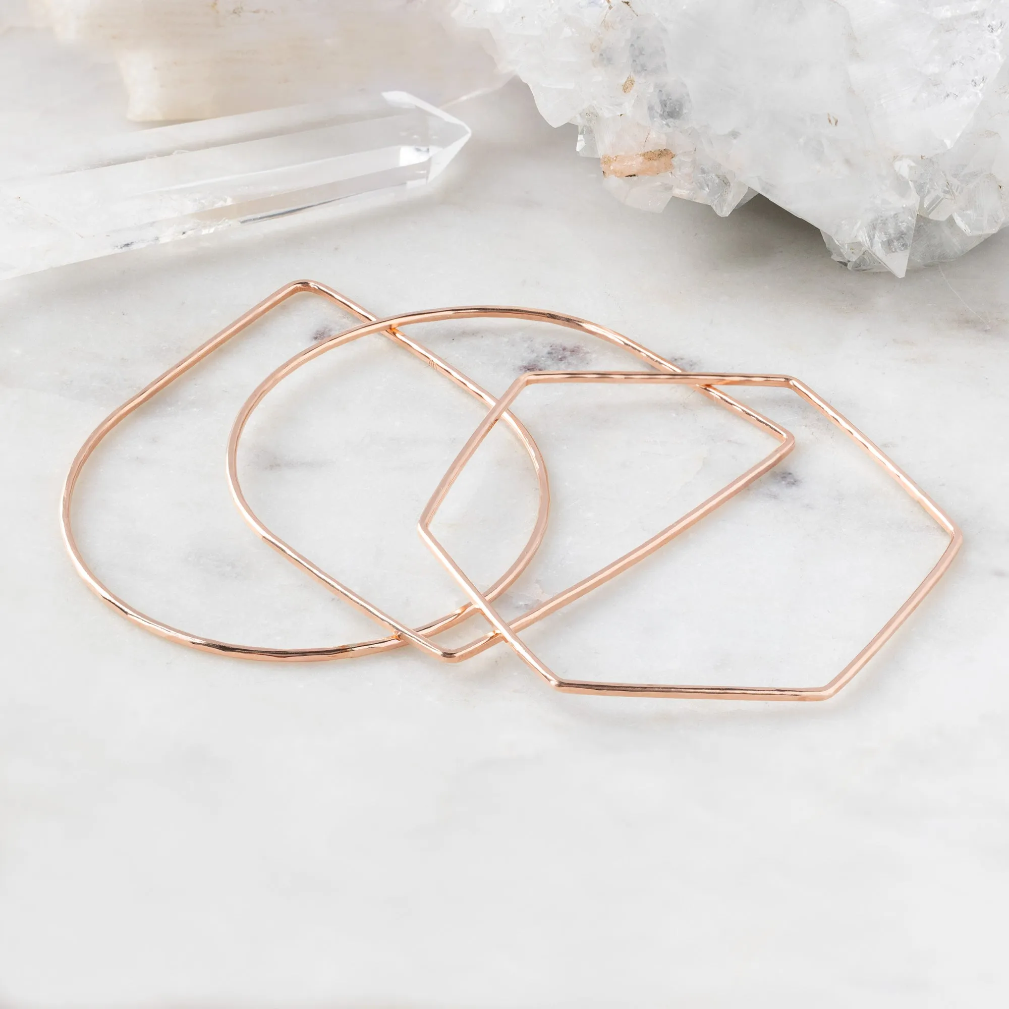 The Geometric Stacking Bangle Set | Rose Gold Filled