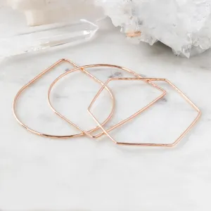 The Geometric Stacking Bangle Set | Rose Gold Filled