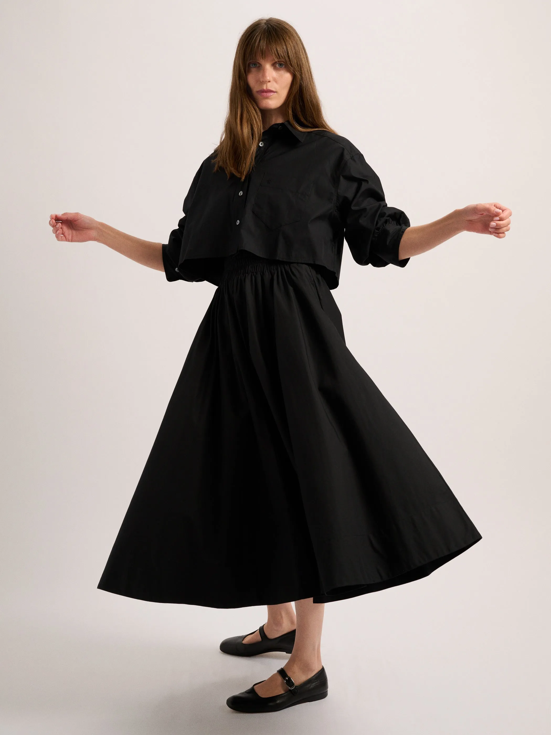 The Leuka Cropped Button-Up in Cotton Poplin