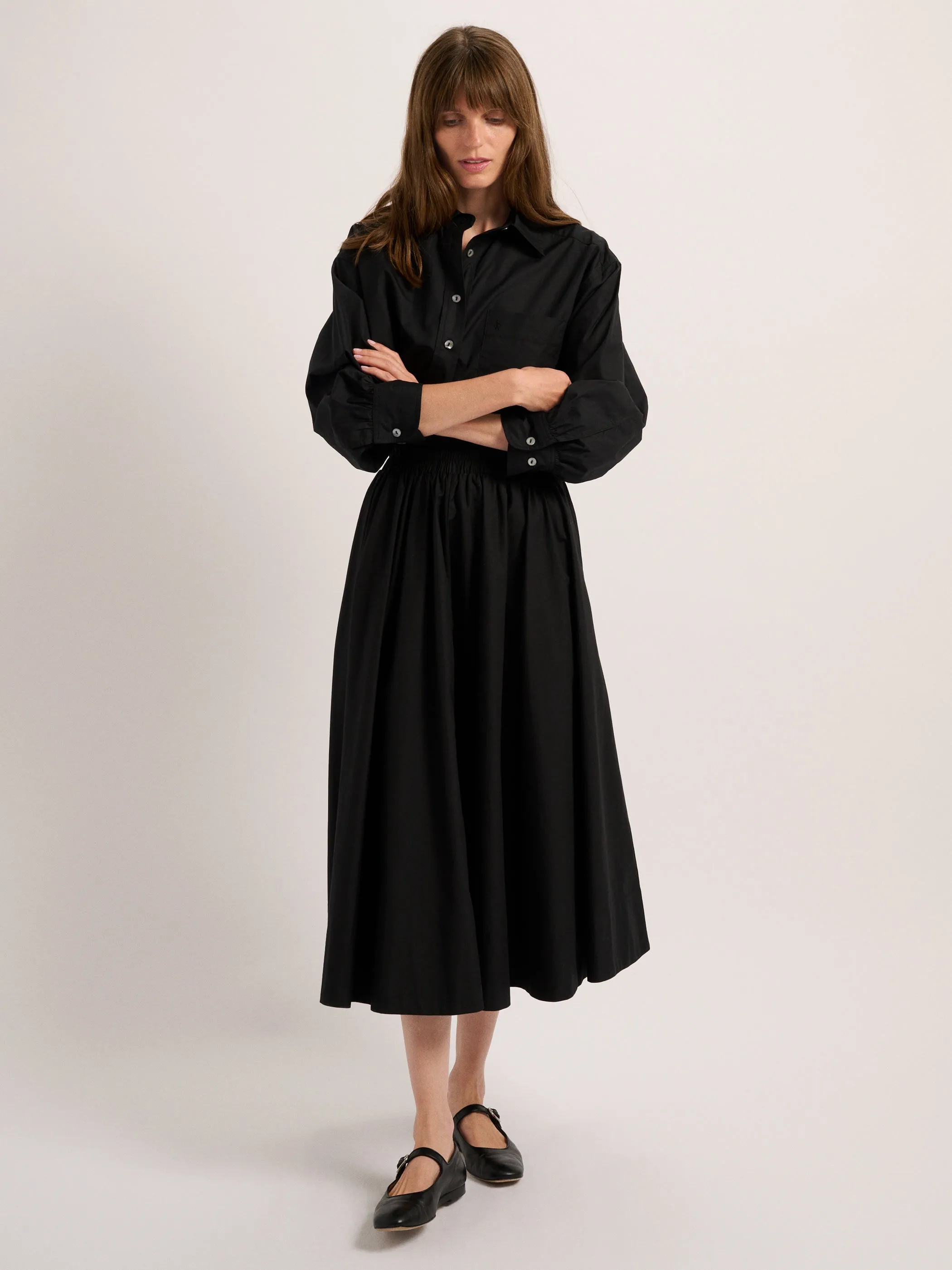 The Leuka Cropped Button-Up in Cotton Poplin