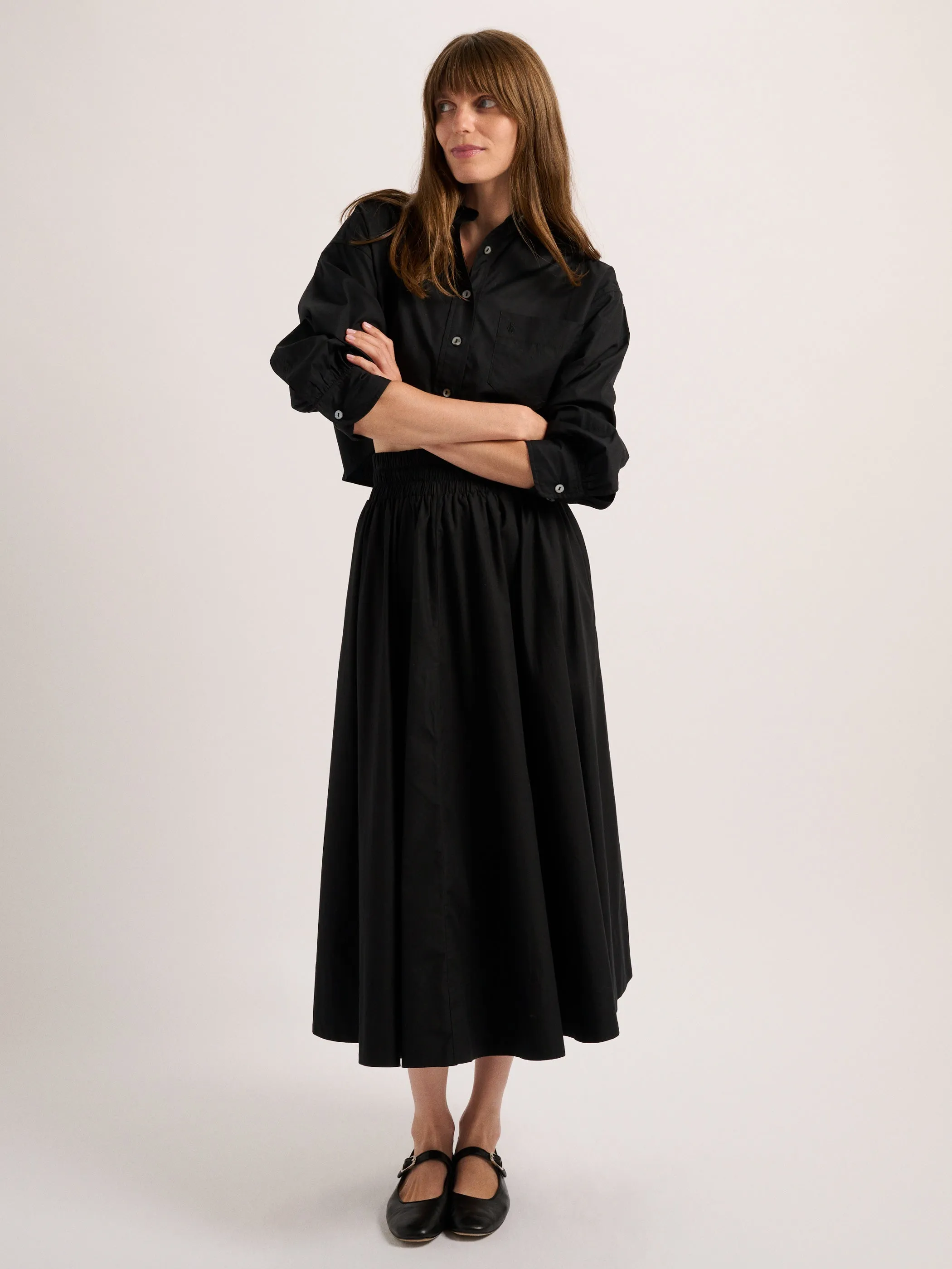 The Leuka Cropped Button-Up in Cotton Poplin