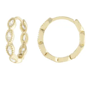 Tiny CZ diamond Shaped Huggie Earrings - Gold or Silver