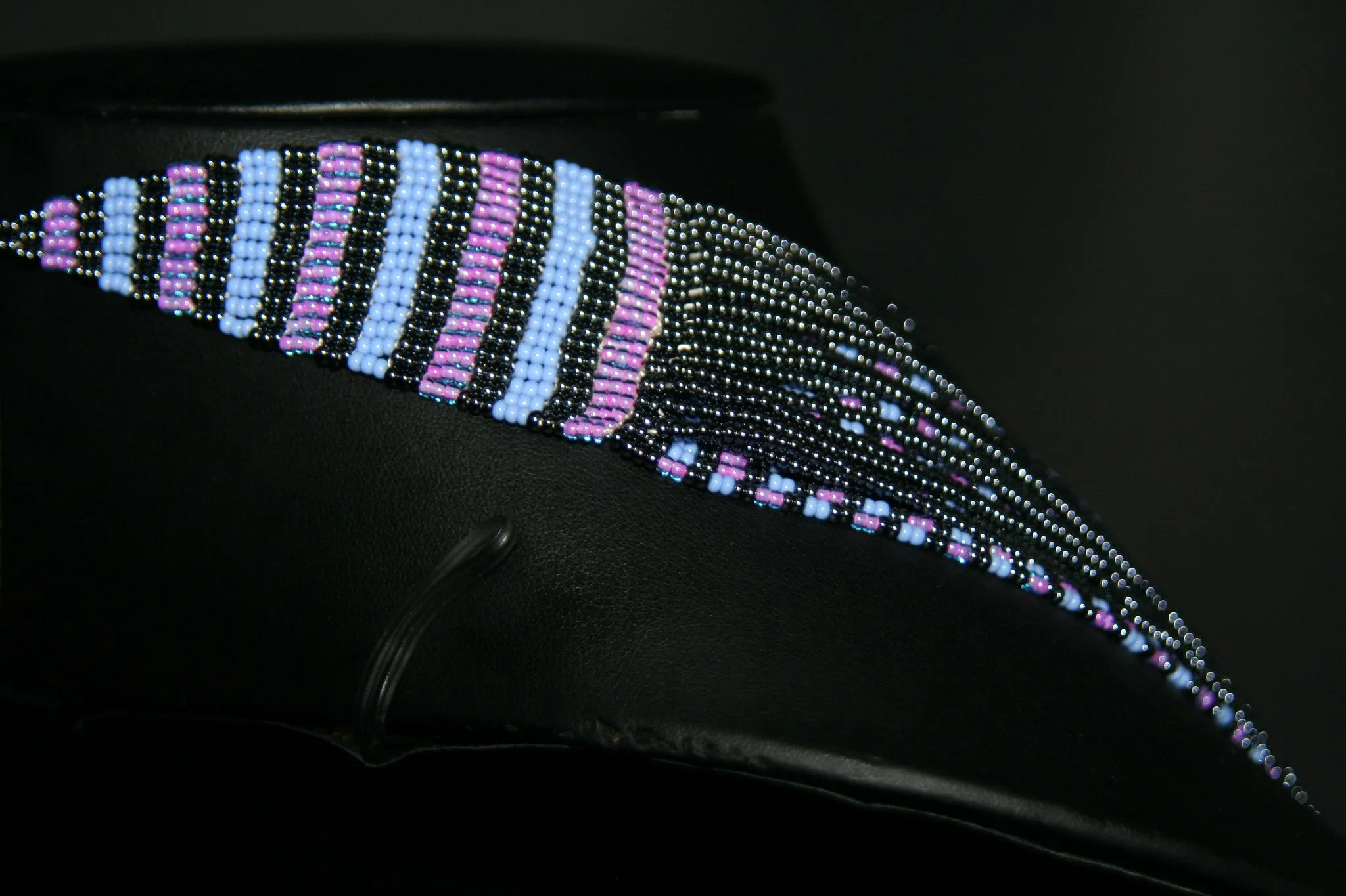 Tribal Beaded Multistrand African Necklace Baby Blue Pink & Graphite Colors