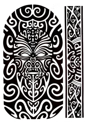 Tribal Polynesian Transparent Printable Large Temporary Tattoo - Custom Digital Download Design - DIY Full Sleeve Tattoo Art