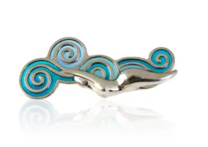 Unique blue sea diver silver brooche, Sterling Silver Jewelry, Delicate gift, invisible Spring Closure