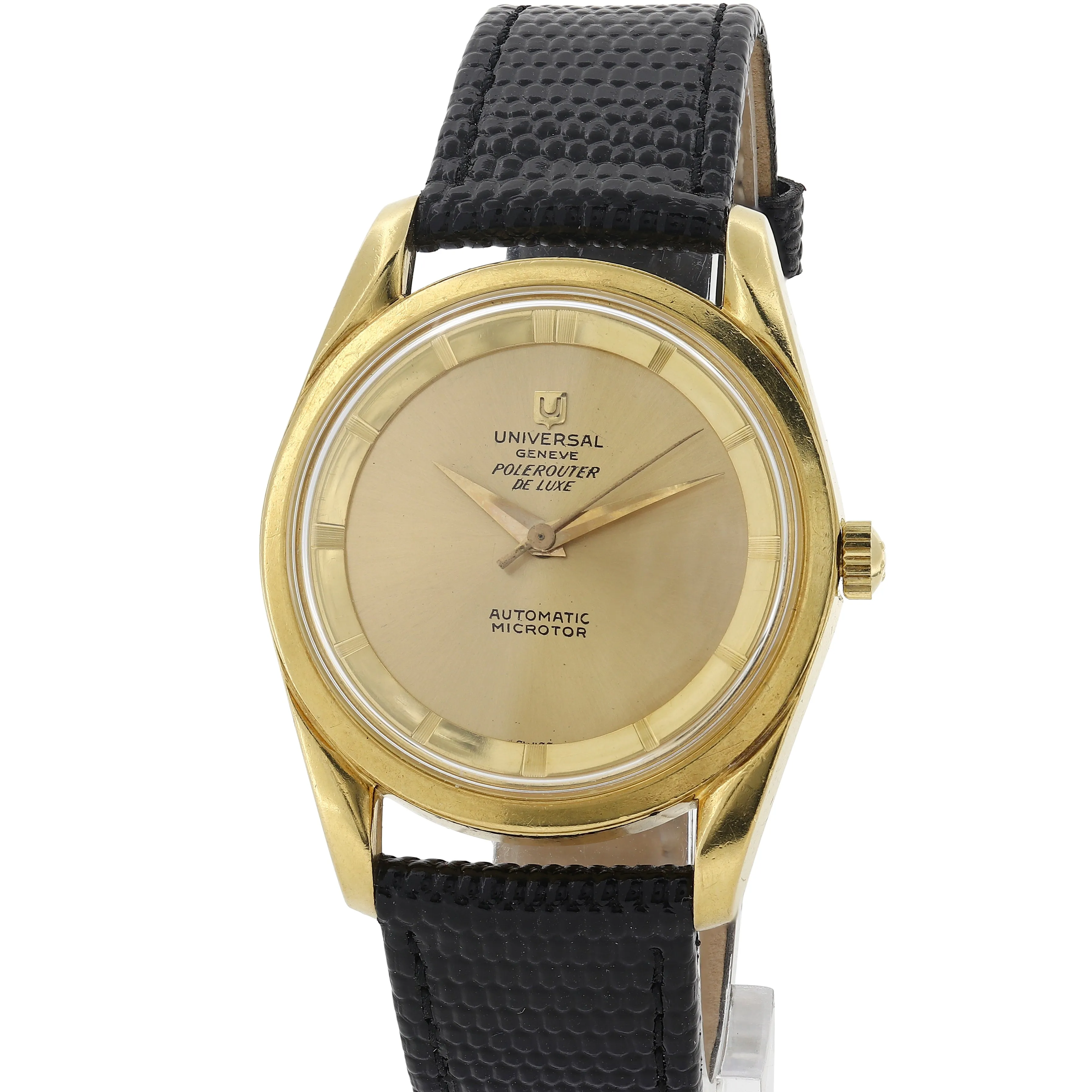 Universal Genève Polerouter De Luxe Cal. 215 Microtor 1956 18k Yellow Gold 34 mm