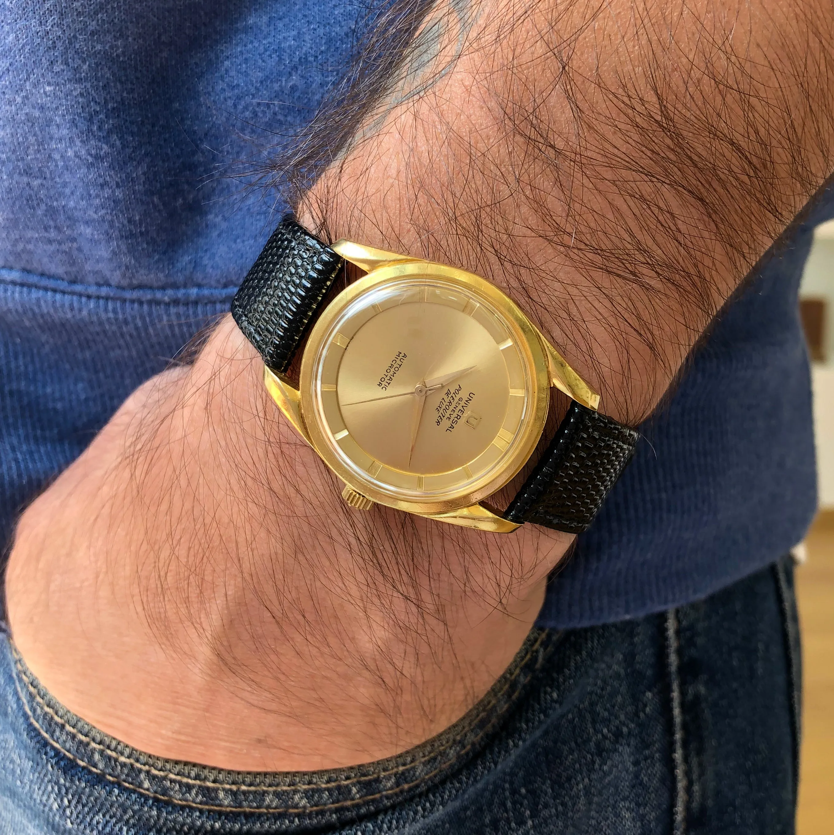 Universal Genève Polerouter De Luxe Cal. 215 Microtor 1956 18k Yellow Gold 34 mm