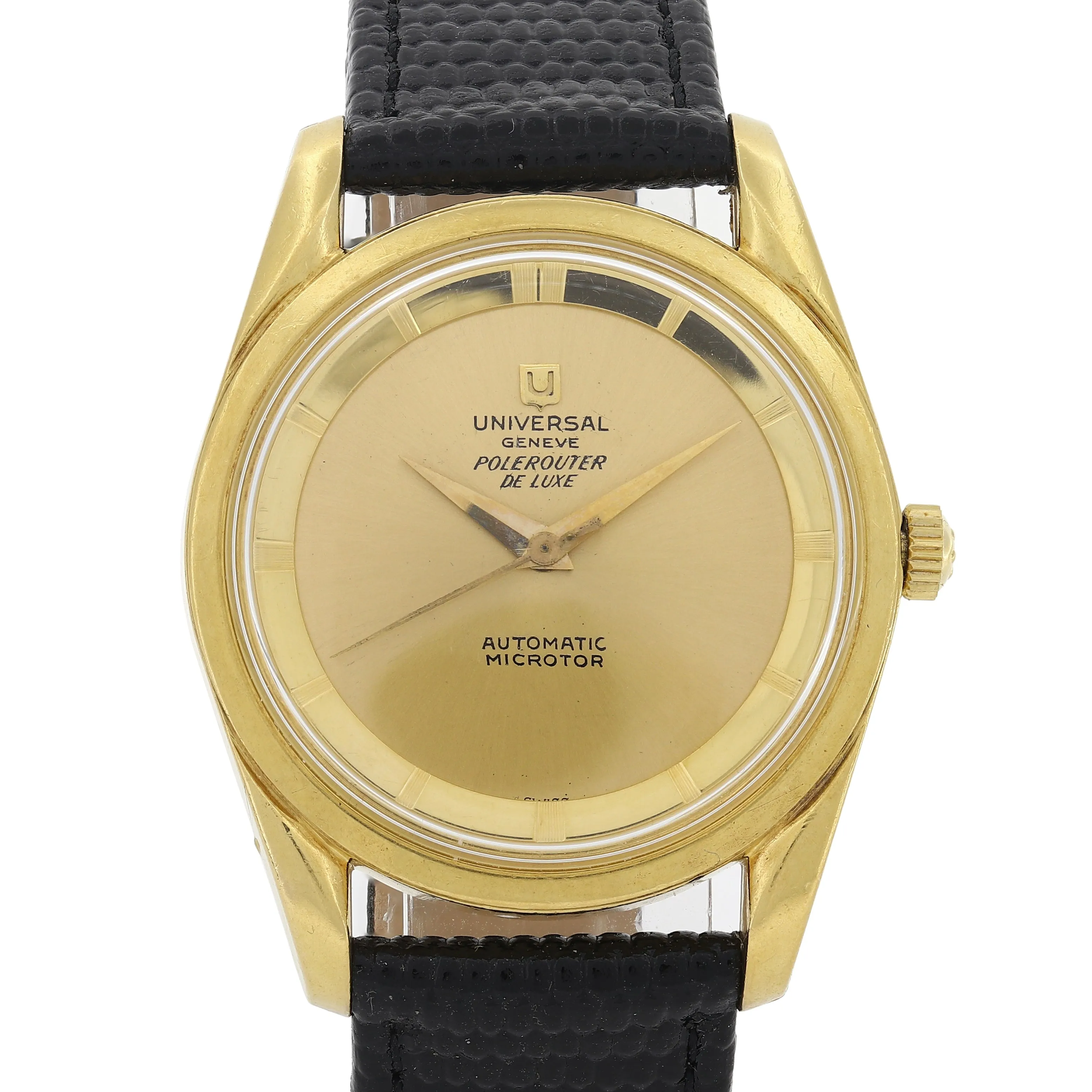 Universal Genève Polerouter De Luxe Cal. 215 Microtor 1956 18k Yellow Gold 34 mm
