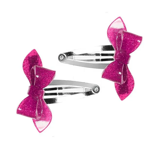 VAL-Rosane Bow Glitter Color  Snap Clips