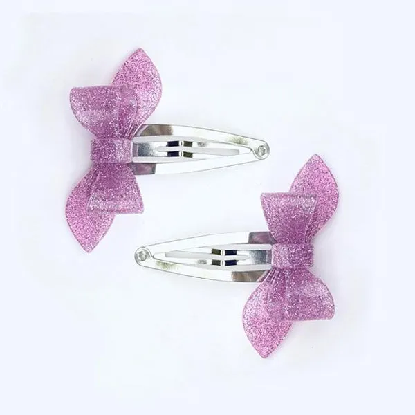 VAL-Rosane Bow Glitter Color  Snap Clips