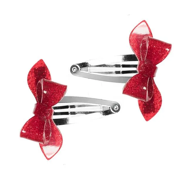 VAL-Rosane Bow Glitter Color  Snap Clips