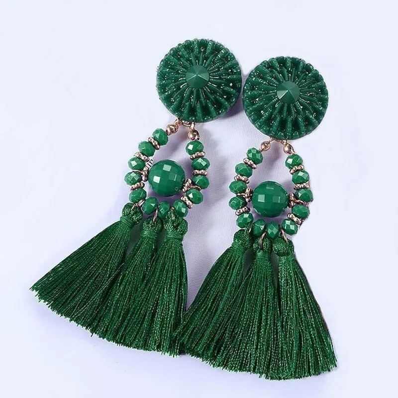Venice Green Tassel Earrings