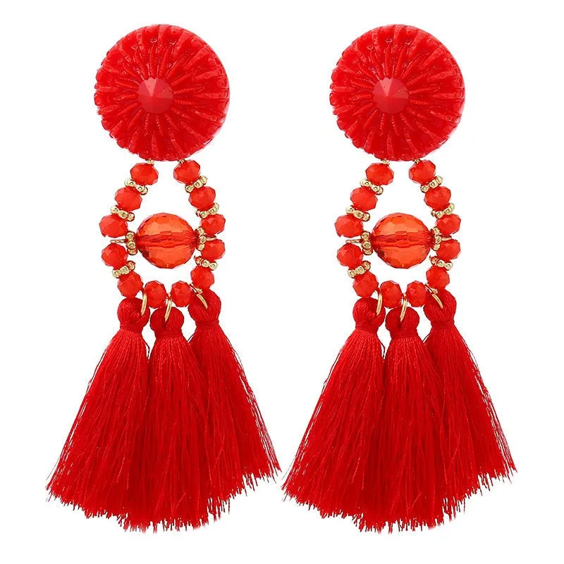 Venice Red Tassel Earrings