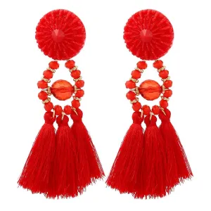 Venice Red Tassel Earrings