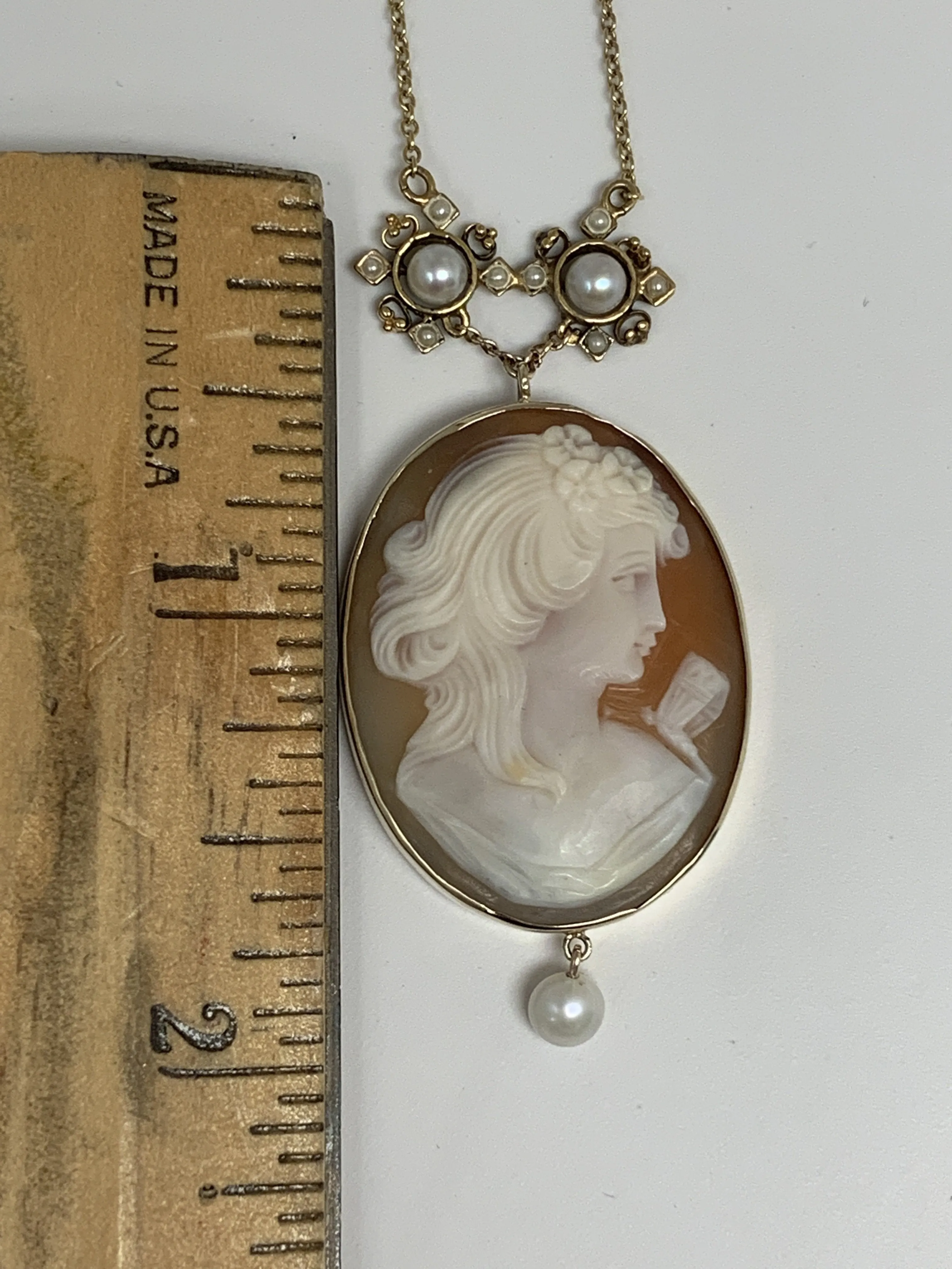 Victorian Cameo and Seed Pearl Necklace