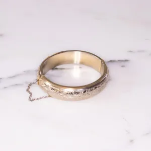 Vintage 1950s Gold Floral Embossed Bangle Bracelet