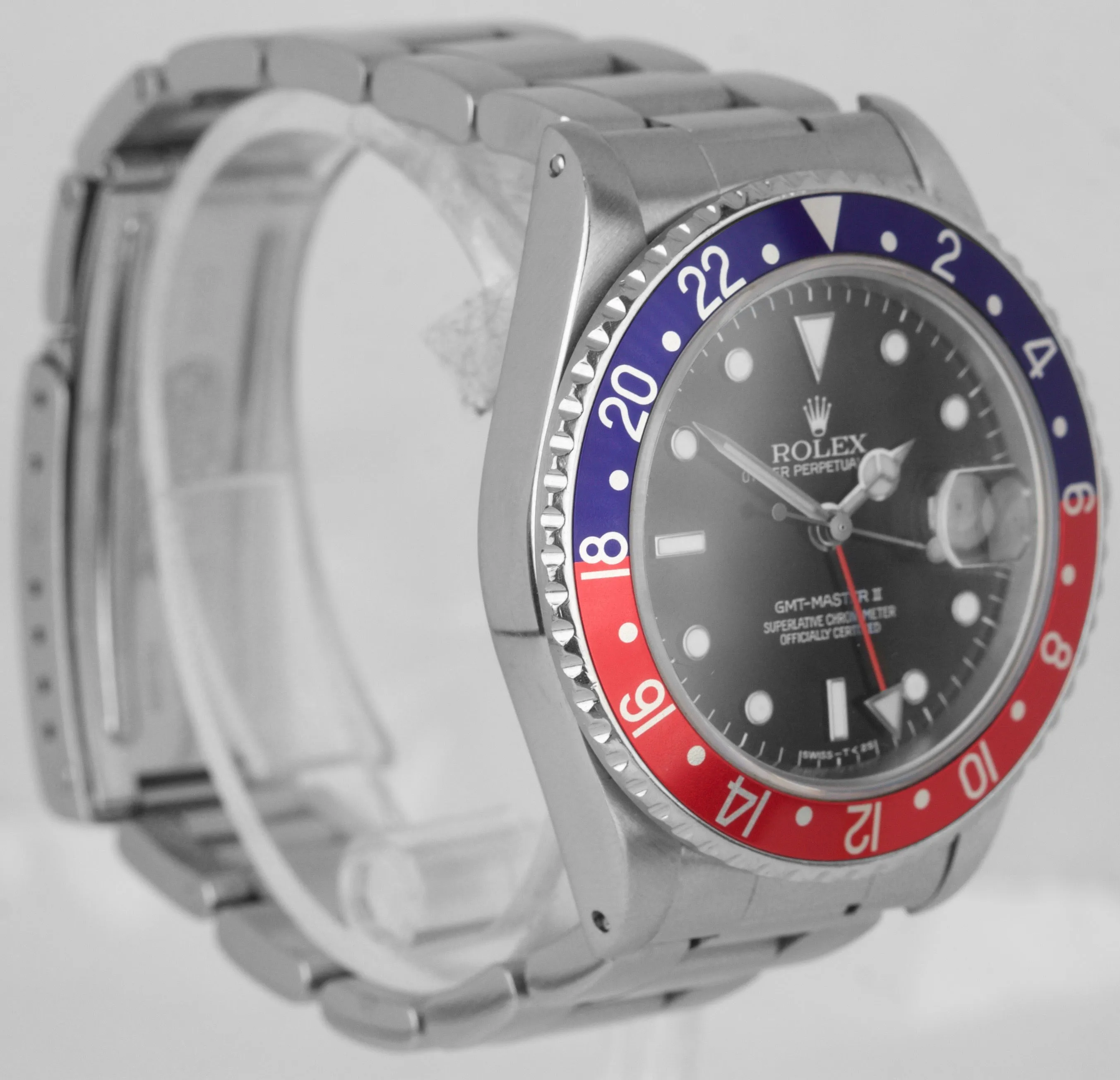 Vintage 1986 Rolex GMT-Master II Pepsi FAT LADY Stainless Black 40mm Watch 16760